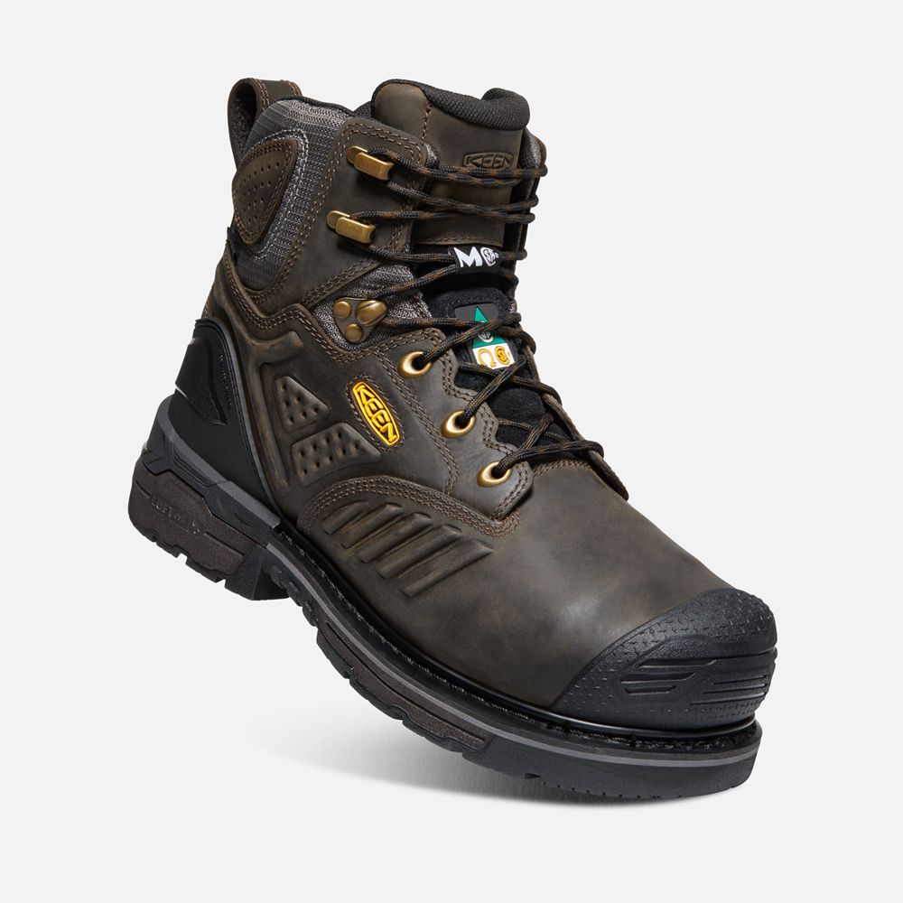 Keen Trekking Bot Erkek Siyah Kahverengi - Csa Philadelphia 6\" Internal Met Waterproof (Carbon-Fiber